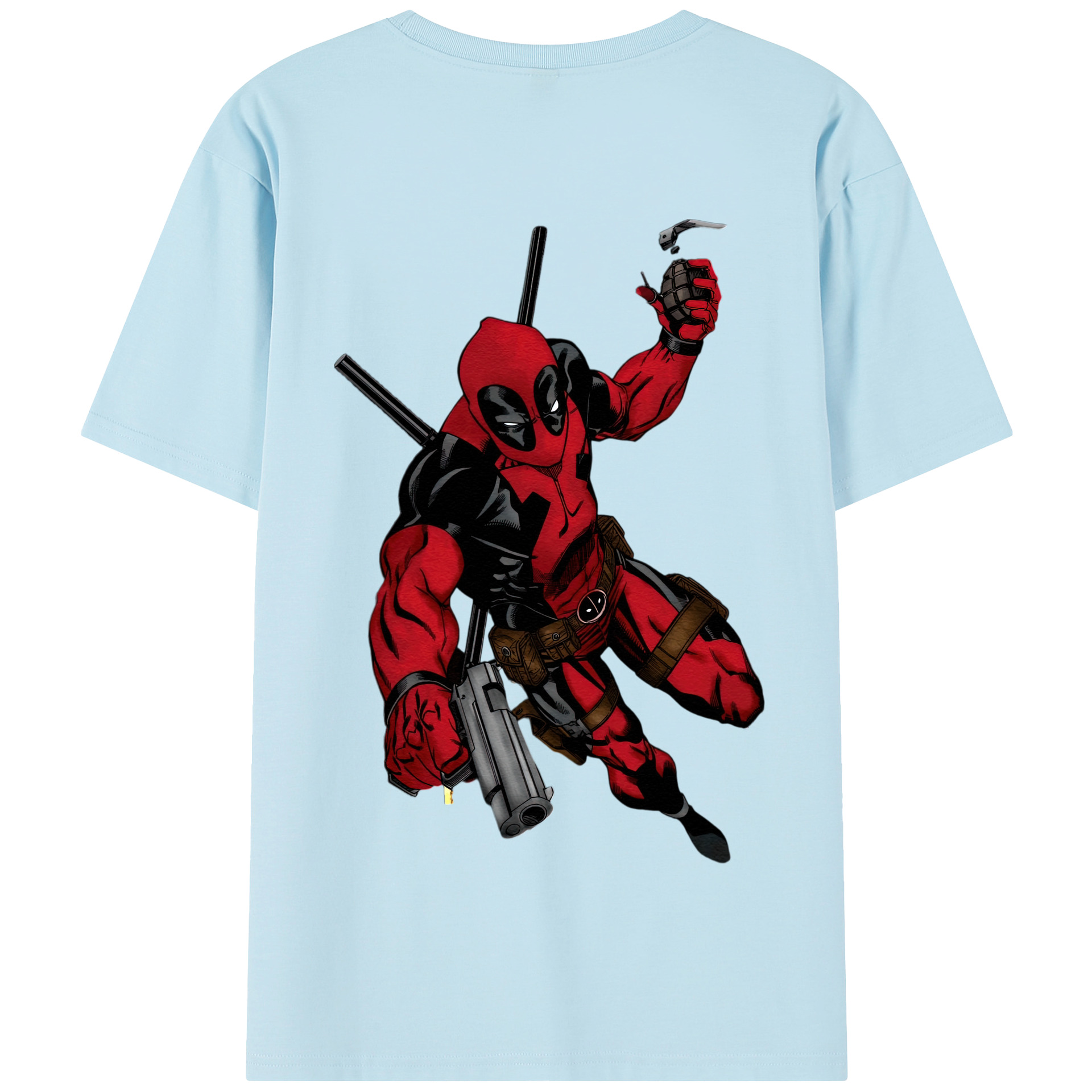 （画像用） Deadpool デッドプール 綿100％半袖Tシャツ（背面プリント）